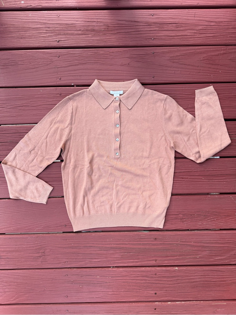 H&M Dusty Rose Collared Button-Front Sweater